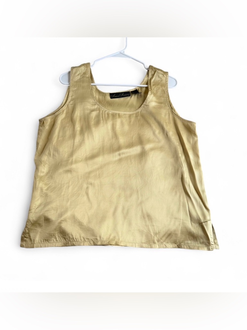 Ashley Stewart 100% Silk Tank Top Womens 1X Gold Yellow Preppy Work Career